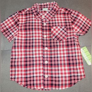 18mo Peanut & Ollie checkered button-down collared dress shirt